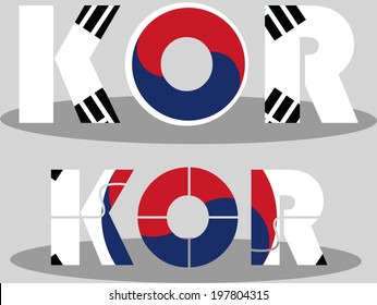 Vector illustration of South Korean Flag in puzzle isolated on white background