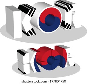 Vector illustration of South Korean Flag in puzzle isolated on white background
