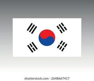 Vector illustration of the South Korean national flag with Taeguk symbol and black trigrams, perfect for cultural, patriotic, or educational designs
