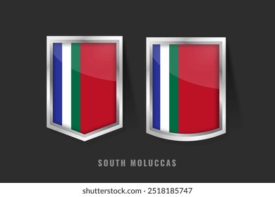 Vector Illustration of SOUTH MOLUCCAS Label Logo. SOUTH MOLUCCA Badge Sign SOUTH MOLUCCA With Flag, South Maluku