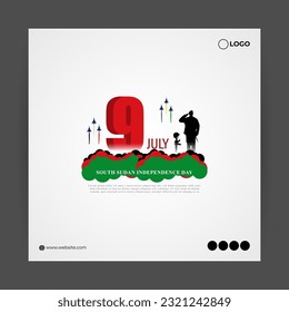 Ilustración vectorial del Día de la Independencia de Sudán del Sur, 9 de julio, plantilla de simulación de la historia en medios sociales