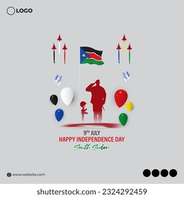 Vector illustration of South Sudan Independence Day 9 July social media story feed mockup template