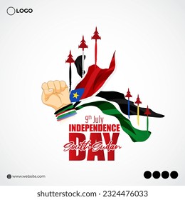 Vector illustration of South Sudan Independence Day 9 July social media story feed mockup template