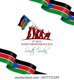 Vector illustration of South Sudan Independence Day social media feed template