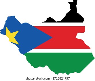 vector illustration of South Sudan map with flag
