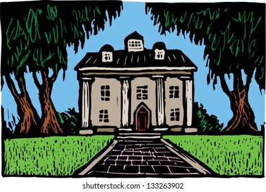 Vector Illustration Of Southern Plantation