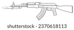 Vector illustration of soviet assault carbine with bayonet. Left side.

