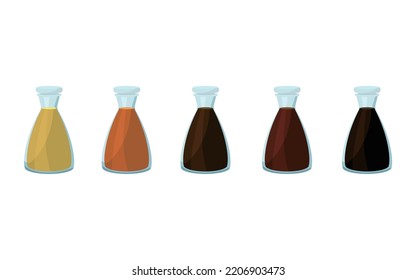 Ilustración vectorial de la salsa de soja con diferentes niveles de envejecimiento.