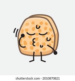 Vector Illustration of Soybean Tempeh Character with cute face and simple body line drawing on isolated background