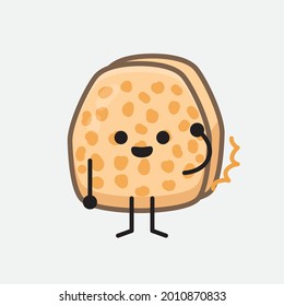 Vector Illustration of Soybean Tempeh Character with cute face and simple body line drawing on isolated background