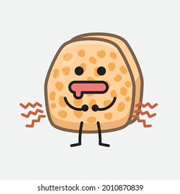 Vector Illustration of Soybean Tempeh Character with cute face and simple body line drawing on isolated background