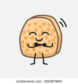 Ilustración vectorial del personaje Tempeh de soja con cara linda y simple dibujo de la línea corporal en un fondo aislado