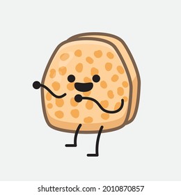 Vector Illustration of Soybean Tempeh Character with cute face and simple body line drawing on isolated background