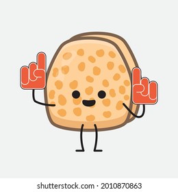 Vector Illustration of Soybean Tempeh Character with cute face and simple body line drawing on isolated background
