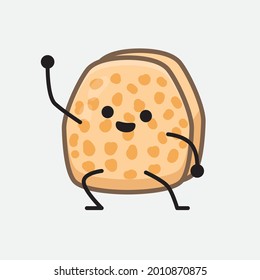 Vector Illustration of Soybean Tempeh Character with cute face and simple body line drawing on isolated background