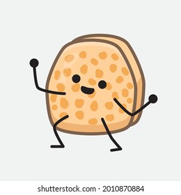 Vector Illustration of Soybean Tempeh Character with cute face and simple body line drawing on isolated background