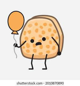 Vector Illustration of Soybean Tempeh Character with cute face and simple body line drawing on isolated background