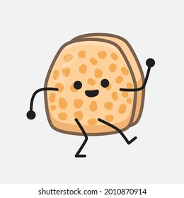 Vector Illustration of Soybean Tempeh Character with cute face and simple body line drawing on isolated background