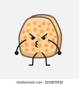 Vector Illustration of Soybean Tempeh Character with cute face and simple body line drawing on isolated background