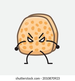 Ilustración vectorial del personaje Tempeh de soja con cara linda y simple dibujo de la línea corporal en un fondo aislado