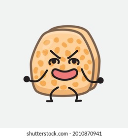 Vector Illustration of Soybean Tempeh Character with cute face and simple body line drawing on isolated background