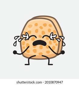 Vector Illustration of Soybean Tempeh Character with cute face and simple body line drawing on isolated background