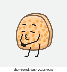 Vector Illustration of Soybean Tempeh Character with cute face and simple body line drawing on isolated background