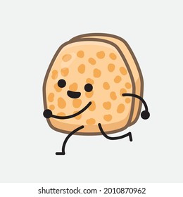 Vector Illustration of Soybean Tempeh Character with cute face and simple body line drawing on isolated background