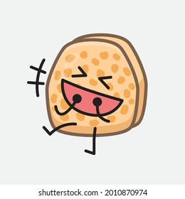 Vector Illustration of Soybean Tempeh Character with cute face and simple body line drawing on isolated background