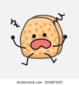 Vector Illustration of Soybean Tempeh Character with cute face and simple body line drawing on isolated background