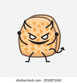 Vector Illustration of Soybean Tempeh Character with cute face and simple body line drawing on isolated background