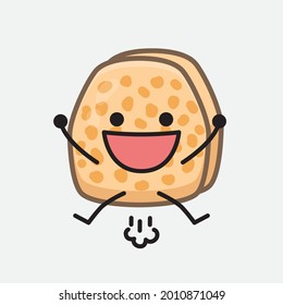 Vector Illustration of Soybean Tempeh Character with cute face and simple body line drawing on isolated background