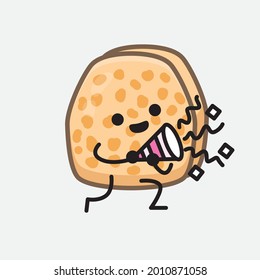 Vector Illustration of Soybean Tempeh Character with cute face and simple body line drawing on isolated background