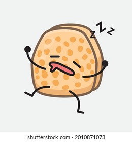 Vector Illustration of Soybean Tempeh Character with cute face and simple body line drawing on isolated background