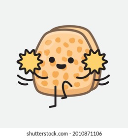 Vector Illustration of Soybean Tempeh Character with cute face and simple body line drawing on isolated background