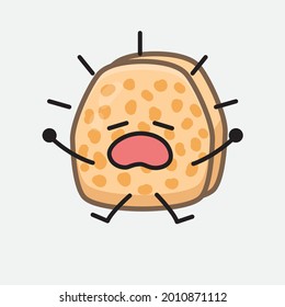 Vector Illustration of Soybean Tempeh Character with cute face and simple body line drawing on isolated background