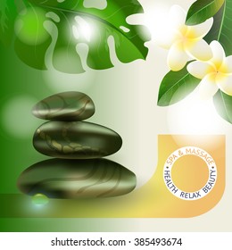 Vector illustration with  spa accessories stack stones and drop,