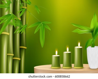 Vector illustration of Spa background with bamboo and candles