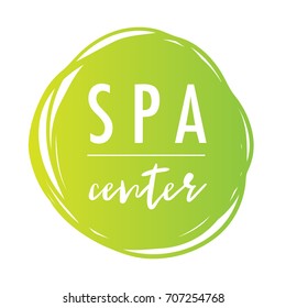 Vector illustration of a spa center badge with green spot