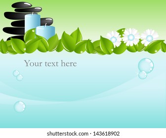 Vector illustration: Spa, flower & leaf theme blank sign graphic design element for cards & background (Part 22)