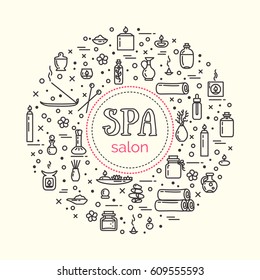 Vector illustration - SPA salon. Icons set and poster. EPS 10 Isolated objects