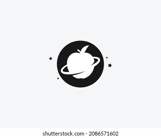 vector illustration of space apple logo icon. good for any business.
