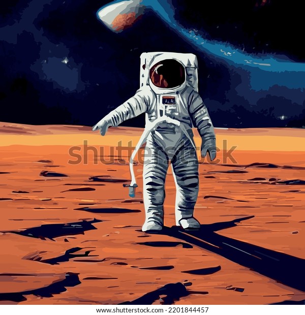 Vector illustration of space, astronaut and\
galaxy for poster, banner or background. Abstract drawings of the\
future, science fiction and astronomy. Astronaut astronaut floats\
in the stratosphere