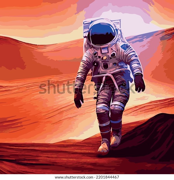 Vector illustration of space, astronaut and\
galaxy for poster, banner or background. Abstract drawings of the\
future, science fiction and astronomy. Astronaut astronaut floats\
in the stratosphere