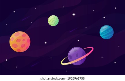 Vector illustration of space. Space background with planets and stars