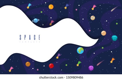 Vector illustration of Space background with stars and planets