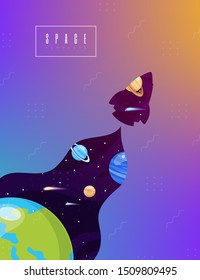 Vector illustration of Space background with stars and planets