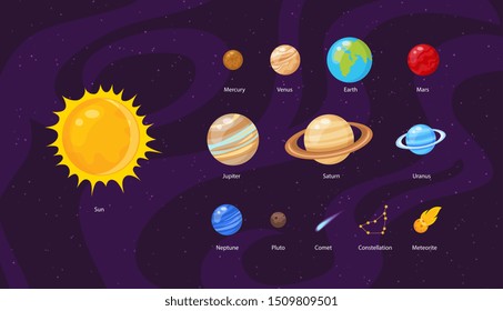Vektorillustration-Illustration Weltraumhintergrund mit Sternen und Planeten