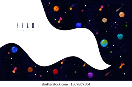 Vector illustration of Space background with stars and planets