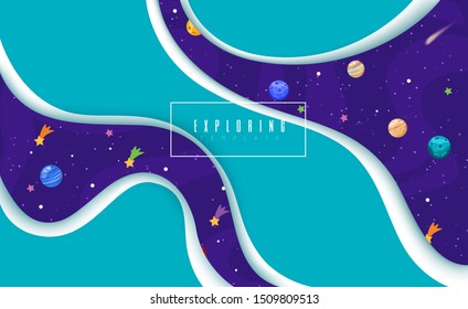 Vector illustration of Space background with stars and planets